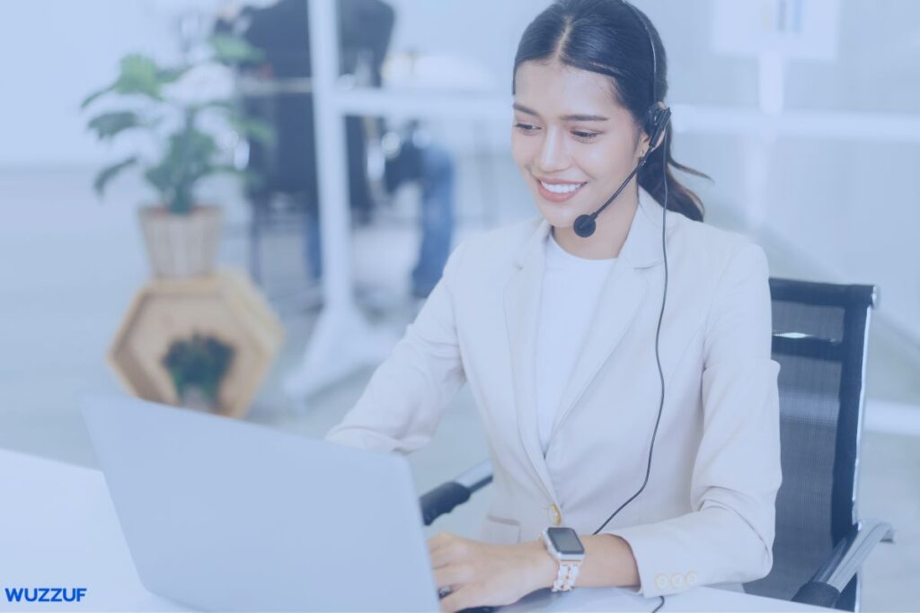 Woman on a call to show the telesales interview questions and how to best answer them
